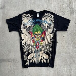 Ed Hardy Men's XXXL Black Graphic Tee Christian Audigier Skulls Biker TShirt
